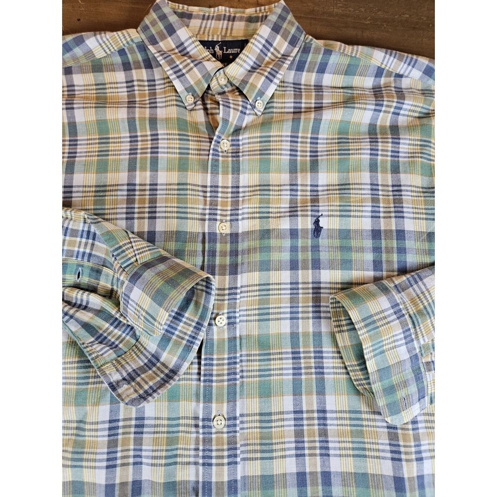 Ralph Lauren Shirt Men's Large‎ Plaid Lightweight Blake Button Down Long Sleeve
